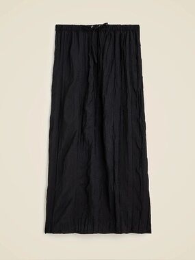 J. Crew Black Crinkle Drawstring Midi Skirt